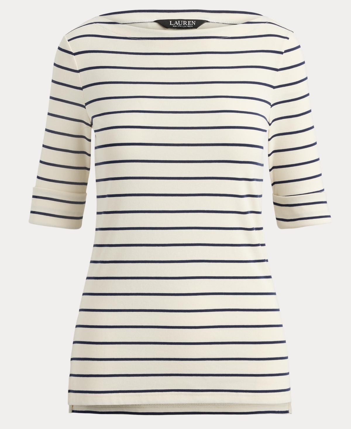 Ralph Lauren Women's Striped Boat Neck T-shirt In White