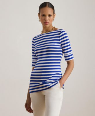 Women's Striped Boat Neck T-Shirt