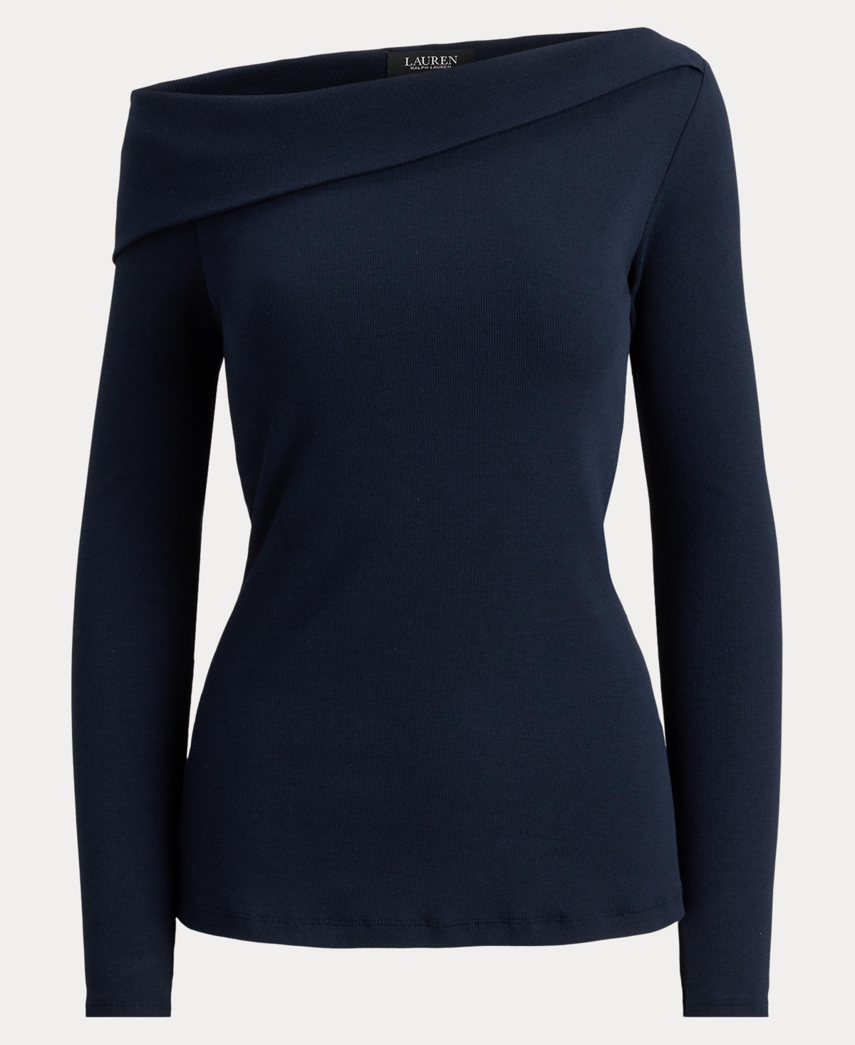 Lauren Ralph Women's Ribbed Asymmetrical Off-the-Shoulder Top
