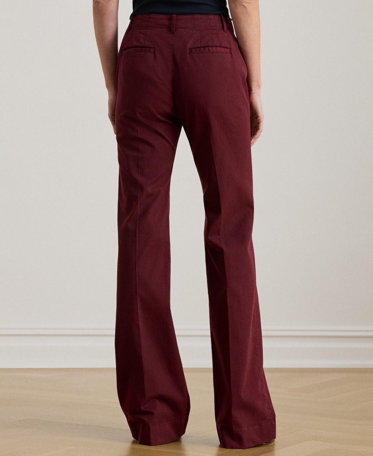 Ralph Lauren Women's Stretch Cotton Chino Flare Pants In Burgundy