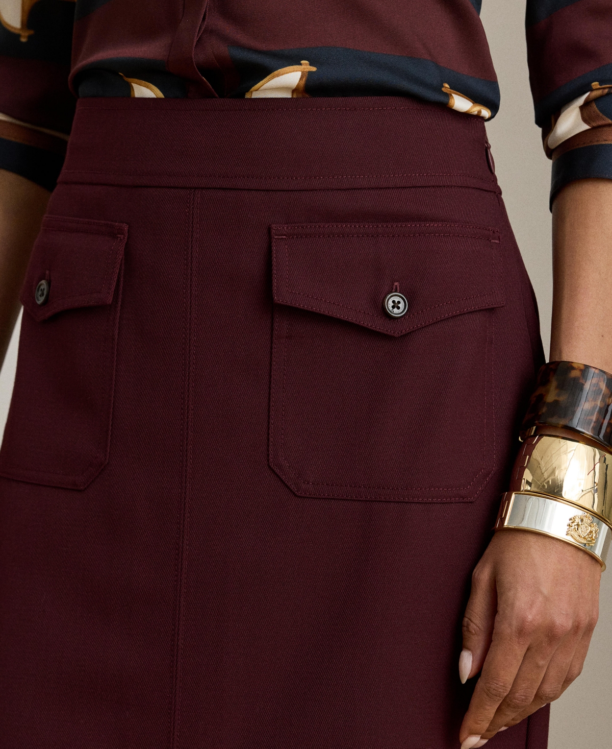 Ralph Lauren Women's Pencil Midi Skirt In Burgundy