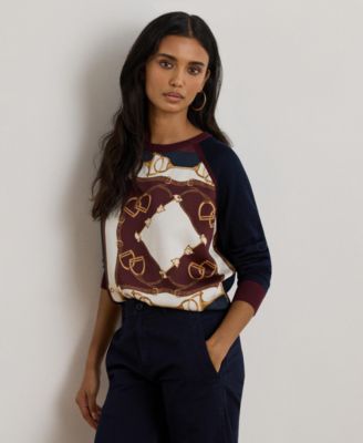 Lauren Ralph Lauren - Women's Equestrian-Print Raglan-Sleeve Sweater