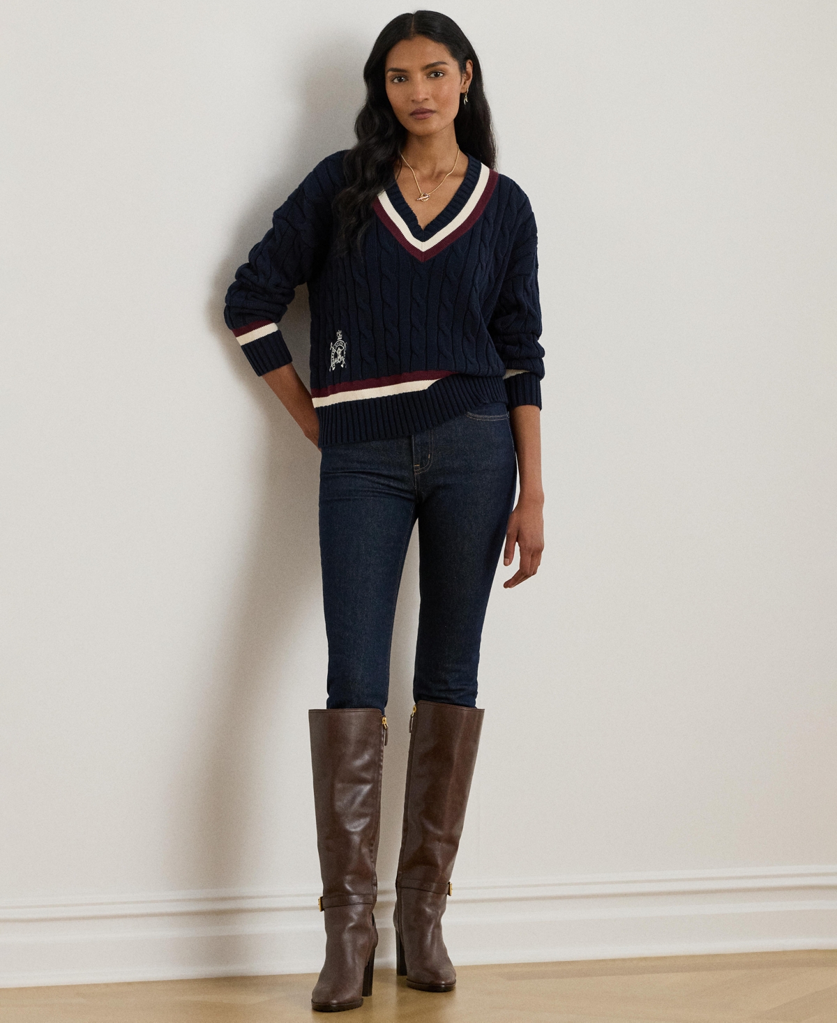 Ralph Lauren Women's Cable-knit Cricket Sweater In Blue