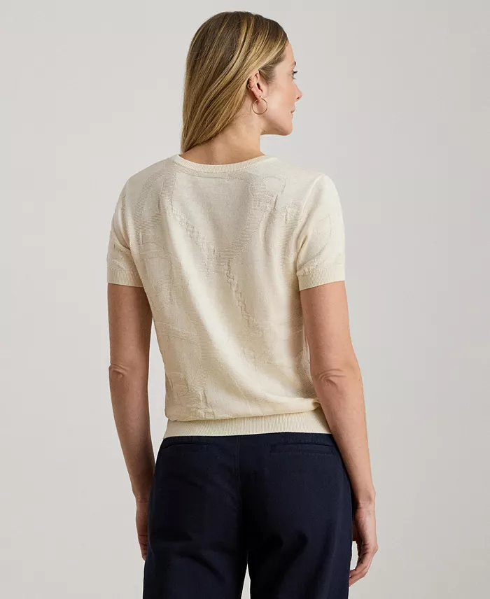 Women's Belting-Motif Short-Sleeve Sweater - thumbnail 4