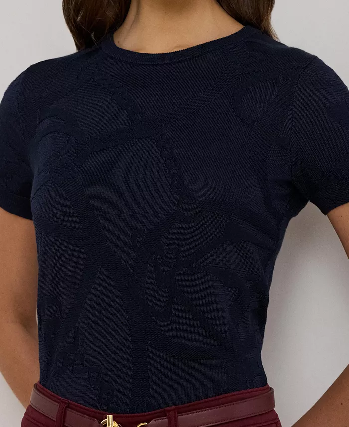 Women's Belting-Motif Short-Sleeve Sweater - thumbnail 8