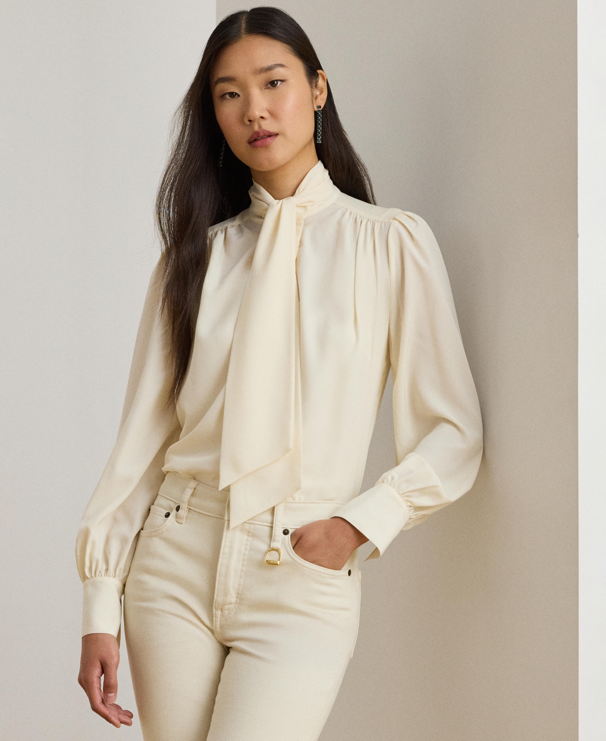 Lauren Ralph Women's Tie-Neck Top