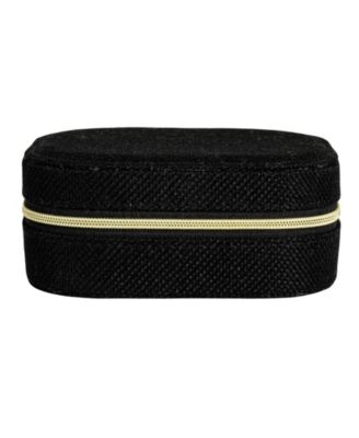 Small Leather Travel Jewelry Organizer Box, Caramel Color