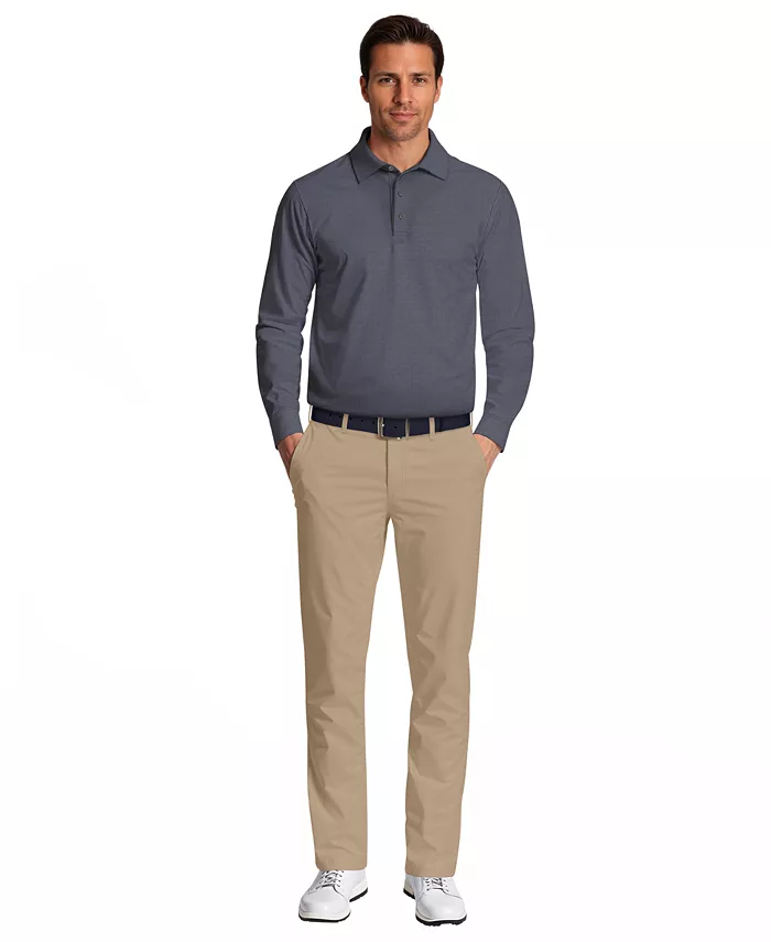 Men's Houndstooth Pattern Long-Sleeve Golf Polo Shirt - thumbnail 2