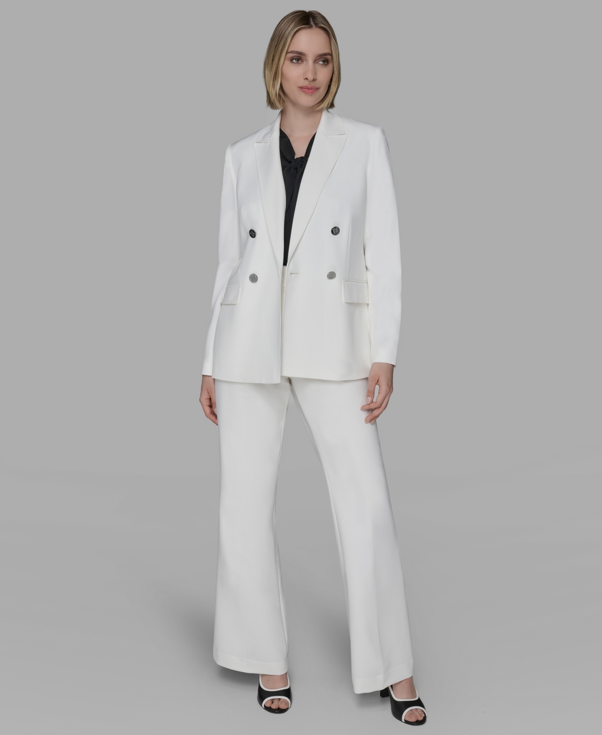 Karl Lagerfeld Women's Double-breasted Blazer In White