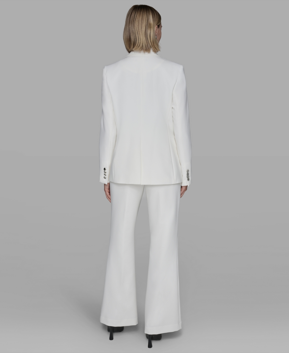 Karl Lagerfeld Women's Notched Lapel One Button Blazer In White