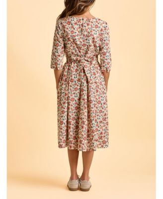 Women's Beech 3/4 Sleeve Waist Tie Midi Dress