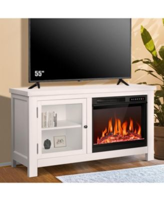48" Electric Fireplace with Wood Mantel, Freestanding Fireplace with Remote Control, Fireplace TV Stand, Adjustable Led Flame, 750W/1500W