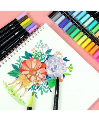 36 Colors Dual-Tip Water-Based Marker Pens – No Bleed, Fine & Brush Tips for Art, Drawing, DIY | School & Office Supplies