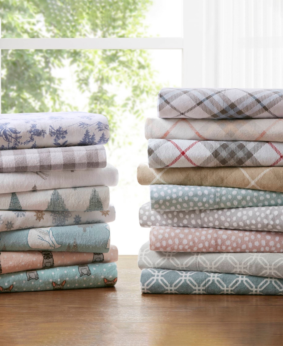 Madison Park Novelty Printed Cotton Flannel 4-pc. Sheet Set, California King In Green