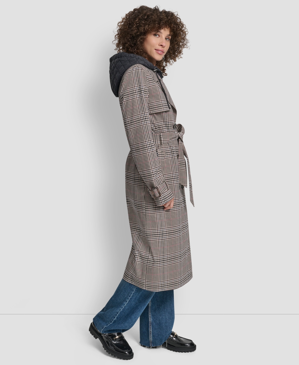 Dkny Women's Double Breasted Trench Coat In Gray
