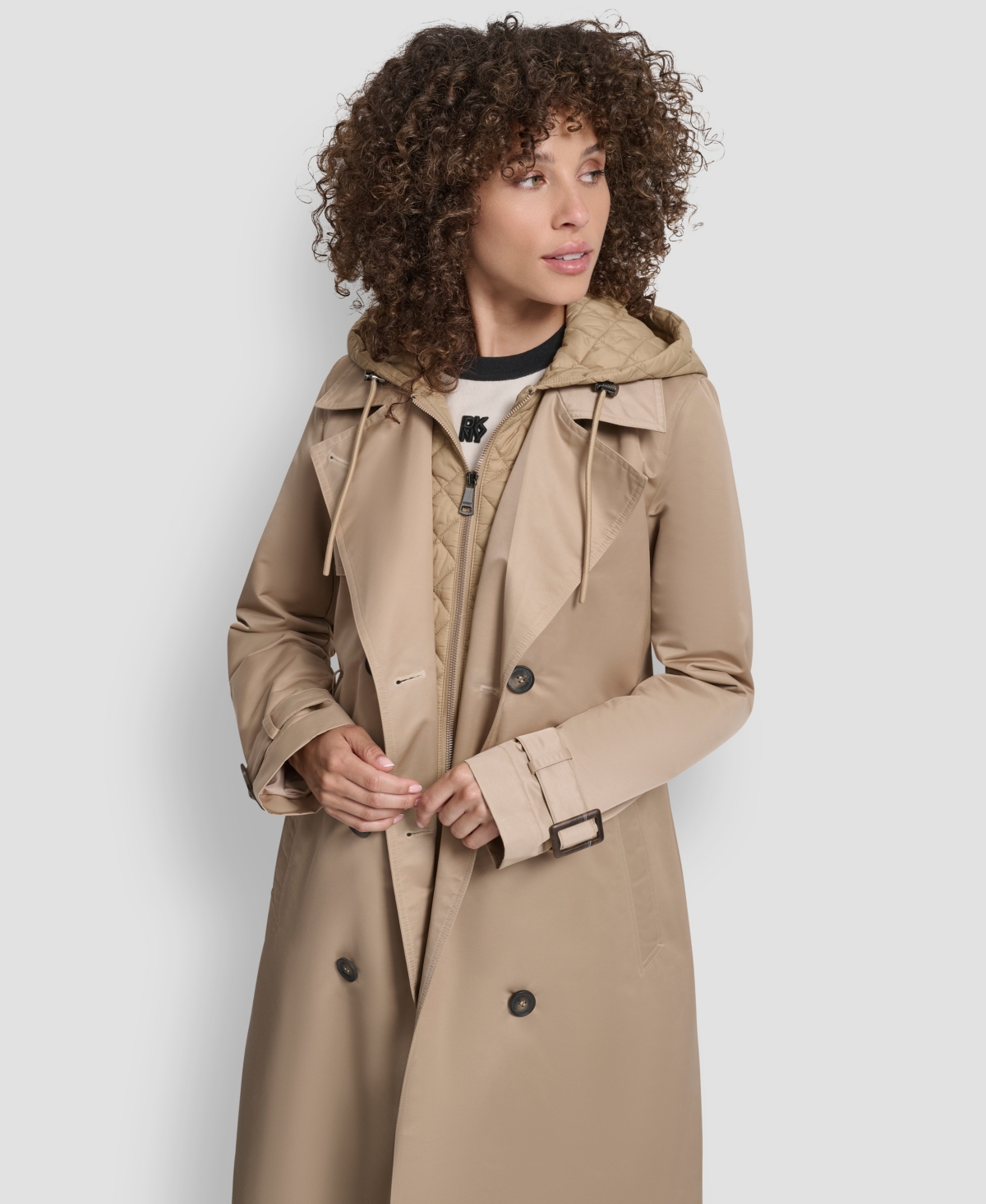 Dkny Women's Double Breasted Trench Coat In Brown