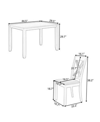 5-Piece Rustic Dining Table Set for Small Spaces, Wood Kitchen Table with 4 X-Back Chairs, White and Walnut Finish