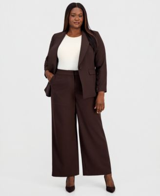 Plus Size One-Button Long-Sleeve Blazer