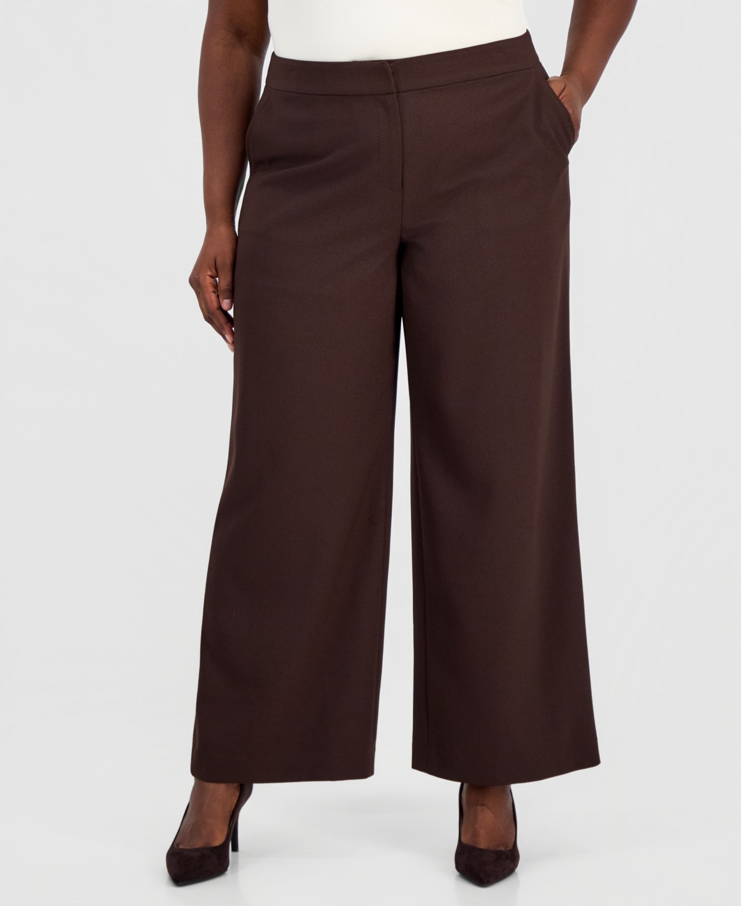 ASL Plus Size Mid-Rise Wide-Leg Pants
