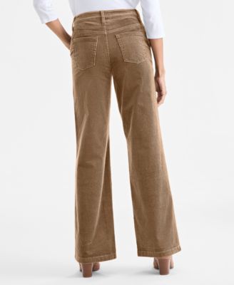 Petite Mid Rise Wide-Leg Corduroy Pants, Macy's Exclusive