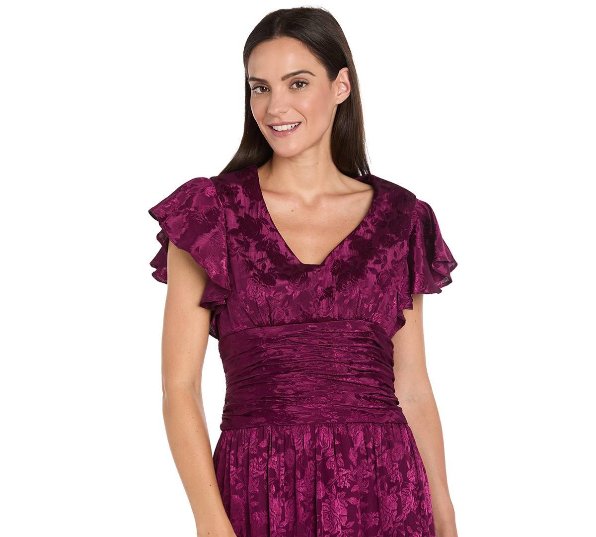 R & M Richards Women's Short Full Skirt Floral V-neck Dress In Multi