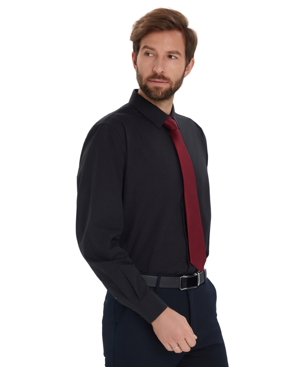 Alfani Men's Promo Solid Regular-fit Spread Collar Dress Shirt, Macy's Exclusive In Black