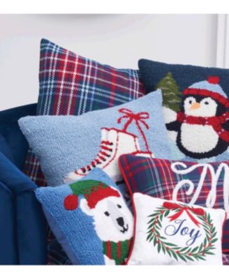 Pair Ice Skates on Gray Background Hooked Pillow Accent Pillow, 18" x 18"