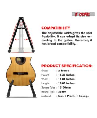 Guitar Stand 2PC A Frame w Soft Foam Arm Non Slip Rubber for Acoustic Electric Bass