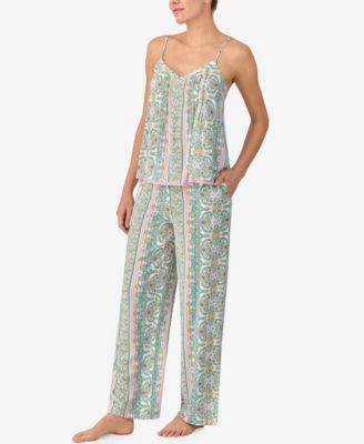 Women's Sleeveless V-Neck Cami Top & Long Pant Pajama, 2-Piece Set