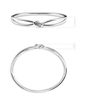Love Knot Bangle Bracelet in Rhodium Plated Sterling Silver, Size Medium
