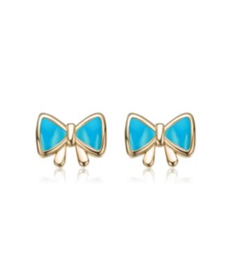Plated Bow Design Stud Earrings For Kids