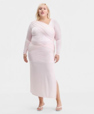 Trendy Plus Size Asymmetrical-Neck Midi Dress, Macy's Exclusive