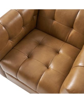 1 Count Gabriel Mid-Certury Modern Genuine Leather Swivel Club Chair