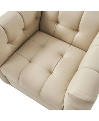 1 Count Gabriel Mid-Certury Modern Genuine Leather Swivel Club Chair