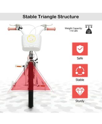 18'' Kids Bike Toddlers Adjustable Freestyle Bicycle with Training Wheels