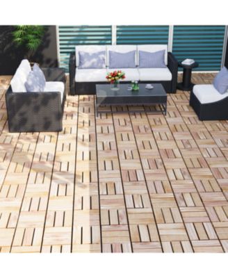 Acacia Deck Tiles Checker 12"x12" Yellow 20-Pack