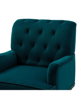 Jakub 28.5" W Velvet Tufted Polyester Armchair with Nailhead Trim