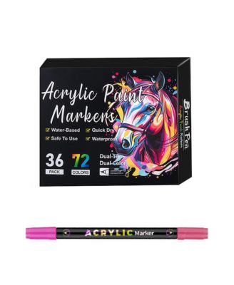 72 Colors Dual Tip Acrylic Paint Markers, Strong Covering Painting Pens for Wood, Canvas, Stone, Glass, Ceramic Surfaces, DIY Crafts Making