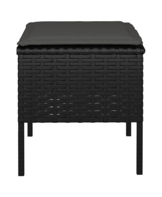 Garden Footstool Set of 4 Black Poly Rattan Small Modular