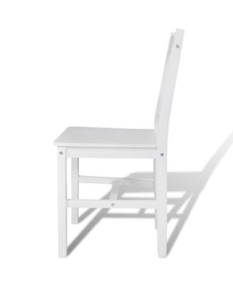 Dining Chair Set of 2 White Solid Pine Wood 33.1 inches tall