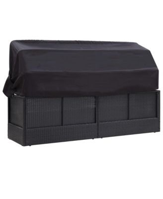 Sun Lounger Black PE rattan Outdoor Sofa Rectangular