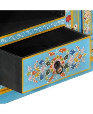 TV Cabinet Blue Solid Mango Wood Medium TV Cabinet Rectangular