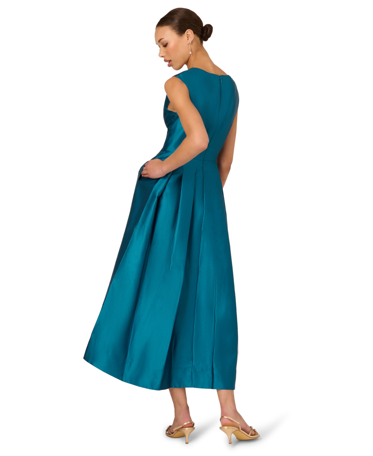 Adrianna Papell Women's Solid Mikado High-Low Dress