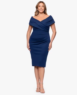 Betsy & Adam - Plus Size Off-The-Shoulder Sleeveless Dress