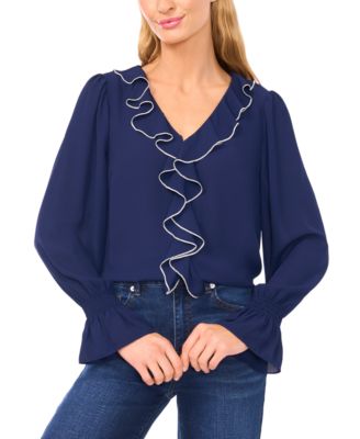CeCe - Women's Ruffle V-Neck Top