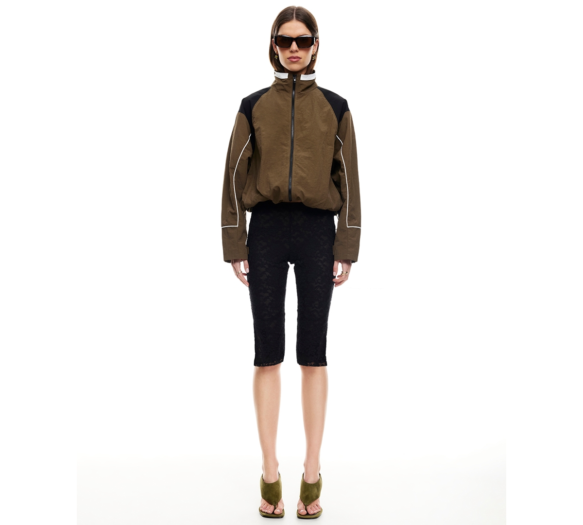 Lioness Women's Shoreline Windbreaker High Neck Jacket In Green