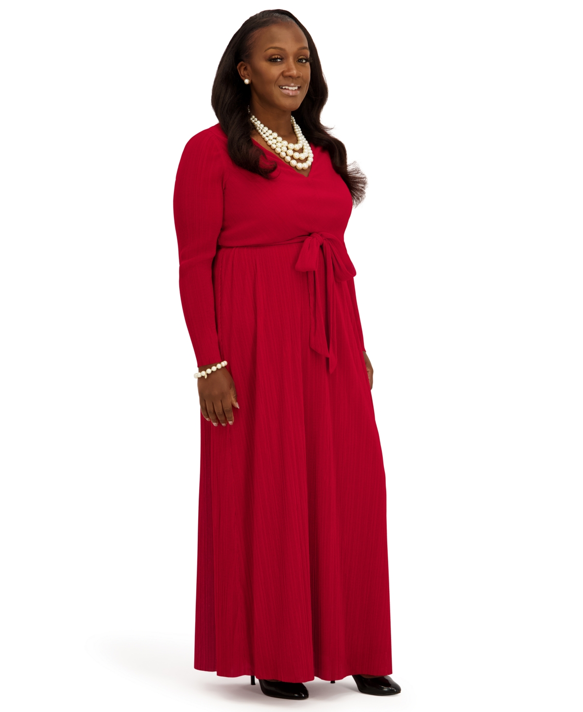 Kasper Women's V-Neck Long-Sleeve Dress