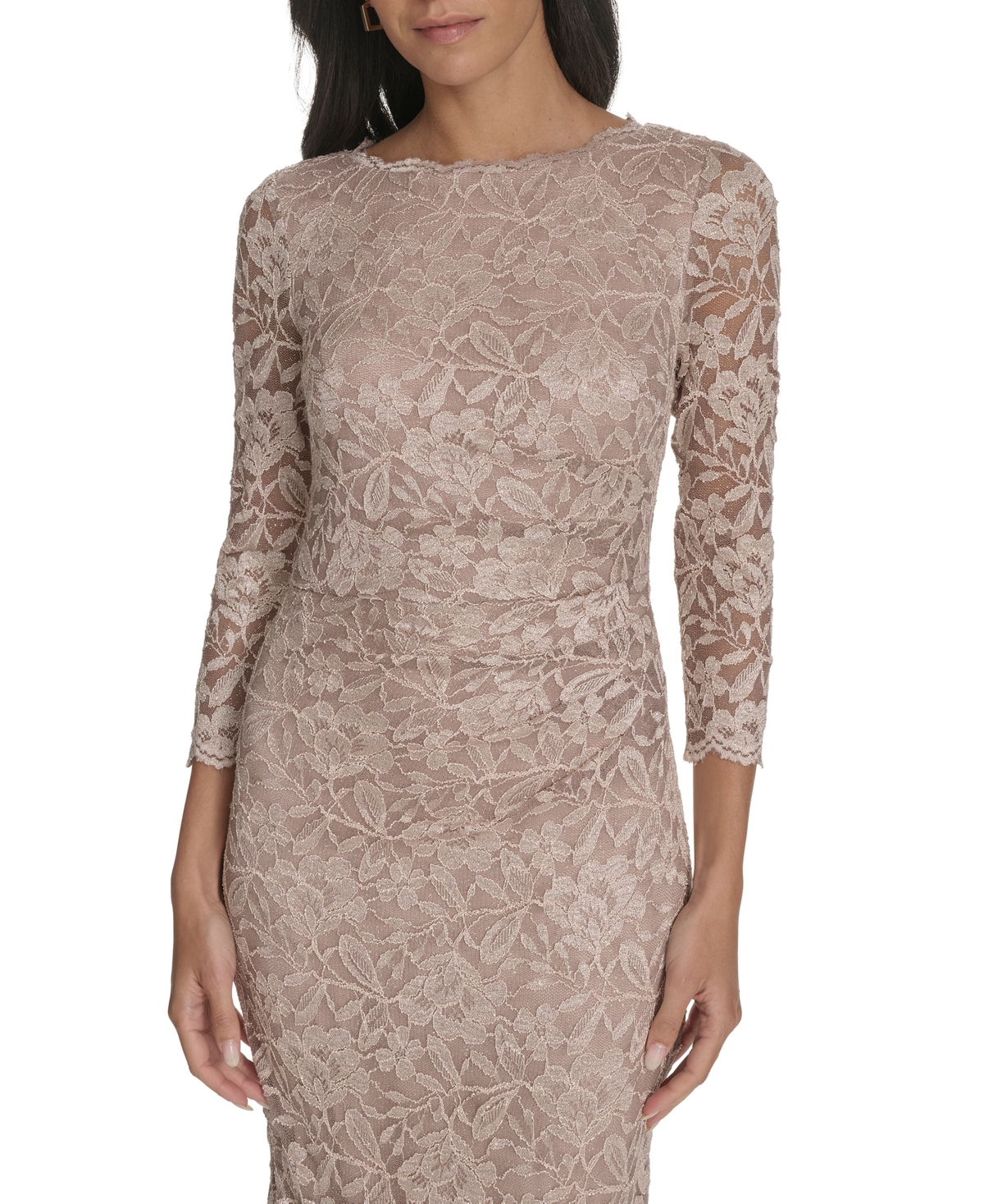 Jessica Howard Women's 3/4-sleeve Side Tuck Gown In Gold