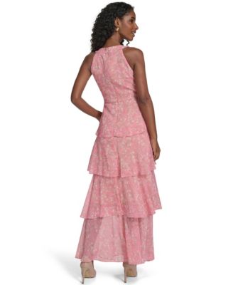 Women's Sleeveless Halter Neck Tiered Maxi Dress