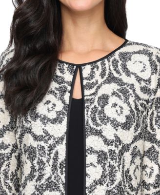 Petite 3/4-Sleeve Patterned Top and Jacket, 2-Piece Set